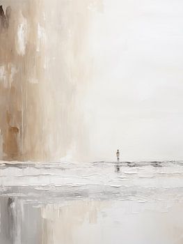 Peinture minimaliste abstraite dans des tons beige et gris