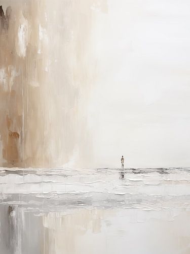 Abstract Beige Grey Minimalist Painting