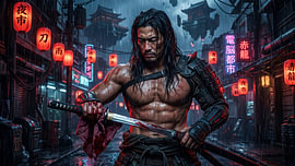 Cyberpunk-Samurai in Japan von my pixel art