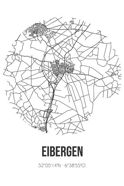 Eibergen (Gelderland) | Map | Black and White by Prints of Place