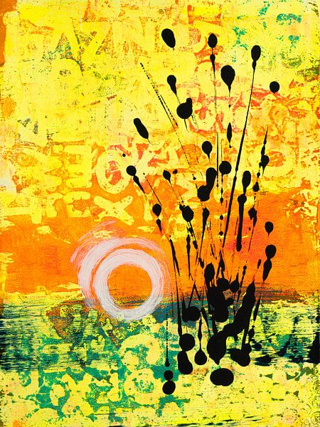 Abstract summer landscape in bright colours by Lida Bruinen