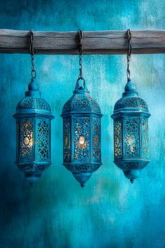 Blauwe fakkels in het licht van Poster Art Shop