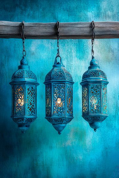 Blaue Fackeln im Licht von Poster Art Shop