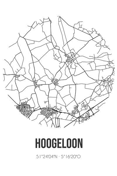 Hoogeloon (Noord-Brabant) | Map | Black and White by Prints of Place