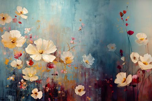 Abstracte weergave van bloemenveld in Victoriaanse stijl