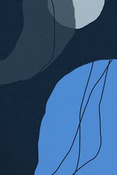 Moderne abstracte minimalistische vormen in blauw, grijs en zwart III van Dina Dankers
