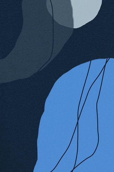 Modern abstract minimalist  shapes in blue, gray and black III by Dina Dankers
