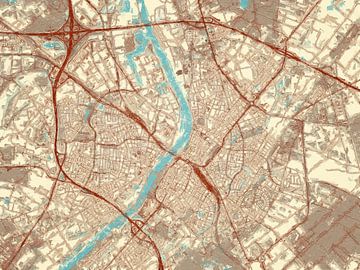 Kaart van Venlo in de stijl Blauw & Crème van Map Art Studio