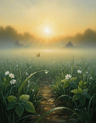 Zilveren druppels bij zonsopgang