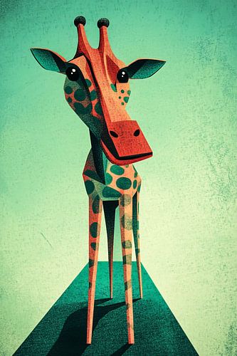 Surrealistische giraffe met kleuren