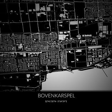 Schwarz-weiße Karte von Bovenkarspel, Nordholland. von Rezona