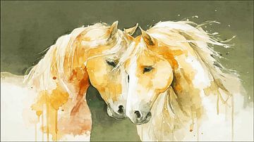 Liefdevol | Twee Paarden Innig Bij Elkaar