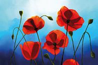 Painting of Red Poppies against a Blue Sky by Tanja Udelhofen thumbnail