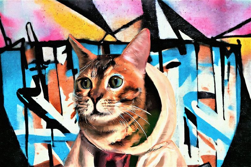 Hoody kat in de stad van Maud De Vries