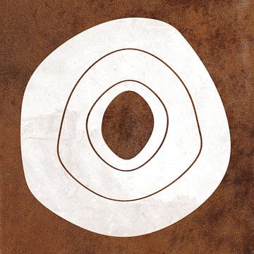 Abstract geometric  circles in grunge rusty brown 10 by Dina Dankers