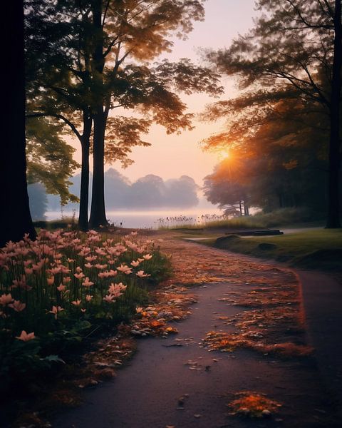 Herfstsfeer in een dromerig landschap van fernlichtsicht