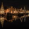 Grachtenpanden aan Galgewater in Leiden van Dirk van Egmond