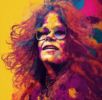 Art abstrait avec Janis Joplin en couleurs pastel.