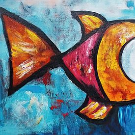 Twee Vissen Tegen Een Blauwe Achtergrond van ARTEO Schilderijen