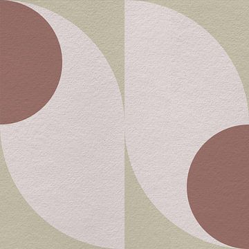 Moderne abstrakte minimalistische Kunst mit geometrischen Formen im Retro-Stil in Beige von Dina Dankers