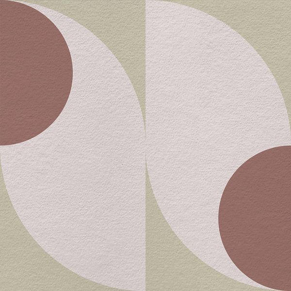 Moderne abstracte minimalistische kunst met geometrische vormen in retrostijl in beige van Dina Dankers