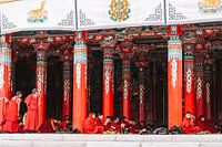 Tibetan monks in monastery