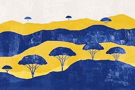 Minimalistisch landschap met bomen en heuvels van Art & Soul Creations