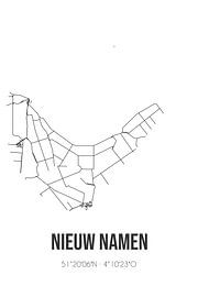 New Namur (Zealand) | Map | Black and White by Prints of Place