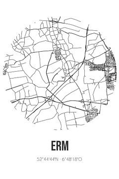 Erm (Drenthe) | Karte | Schwarz und Weiß von Rezona