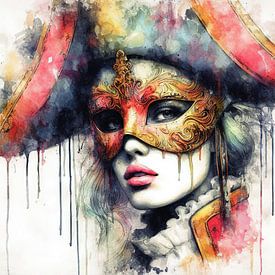 Aquarelle Femme Carnaval #5 sur Chromatic Fusion Studio