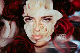 Adriana Lima: Double Exposure Roses van Nevanilio Sancho