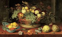 Nature morte d'un panier de fruits, Balthasar van der Ast par Des maîtres magistraux Aperçu