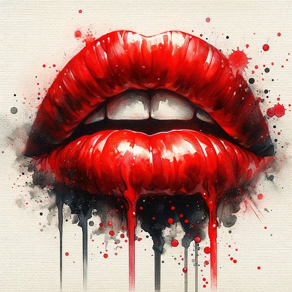 Aquarell Frau Lippen #3 von Chromatic Fusion Studio