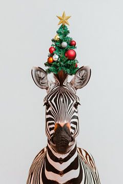 Kerst zebra van Poster Art Shop