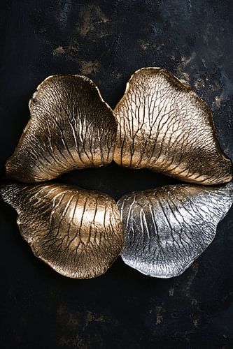 Gouden en zilveren lippen kunst
