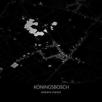 Zwart-witte landkaart van Koningsbosch, Limburg. van Rezona