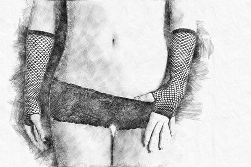 Vrouw met slipje (erotiek, tekening)