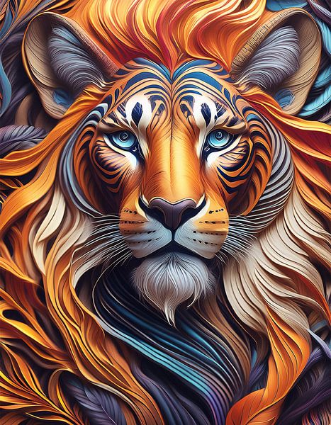 Lion with artificial colours by Mustafa Kurnaz