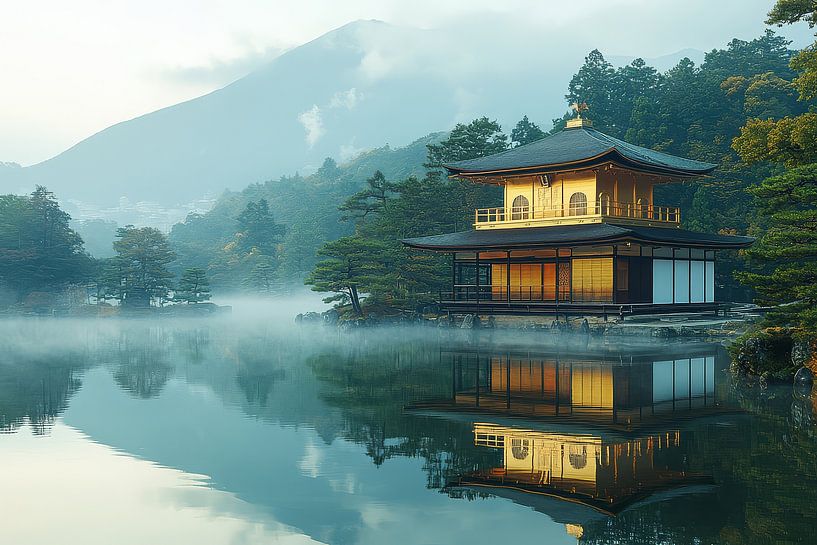 Picturesque Japanese statue house by the water by Egon Zitter