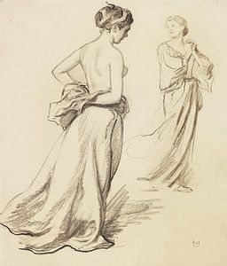 Oben-ohne-Frauen mit Gewandstudien, LUDWIG VON HOFMANN, ca. 1919