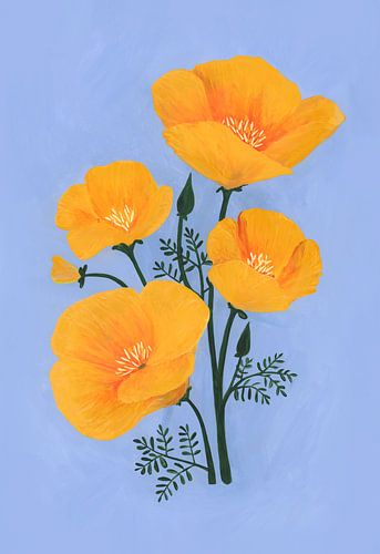 Boeket van oranje Californische klaprozen