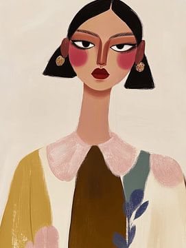 Modern portret, hippe illustratie van Carla Van Iersel
