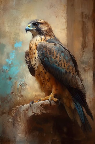 Majestic Goshawk on Rustic Background by Emil Husstege