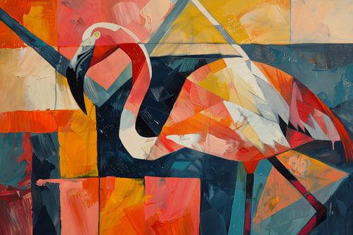 Flamingo abstracte kunst