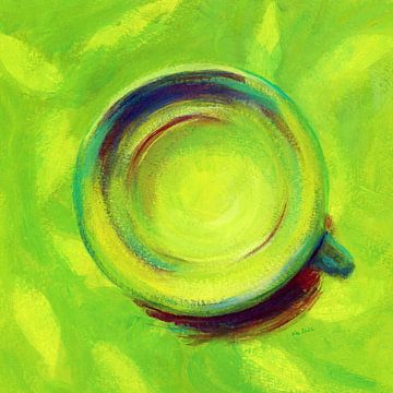 Een kop groene thee acrylschilderij van Karen Kaspar