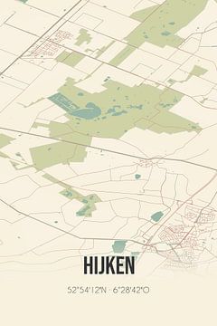Carte vintage de Hijken (Drenthe) sur Rezona