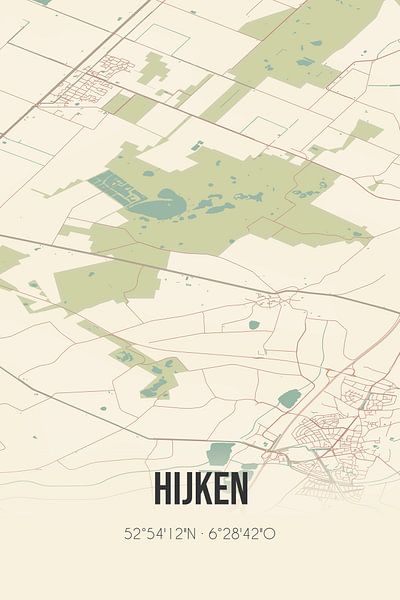 Vintage map of Hijken (Drenthe) by Prints of Place