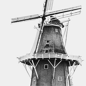 Friesische Windmühle | Schwarz-Weiß-Foto von Diana van Neck Photography
