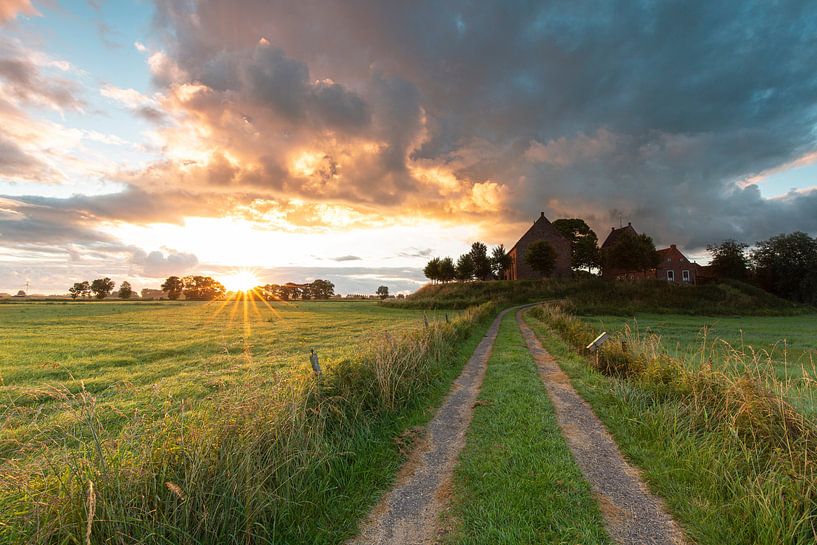 Impressive sky above the church of Ezinge by Peter Kuipers