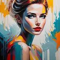 Woman with red lipstick modern pop art